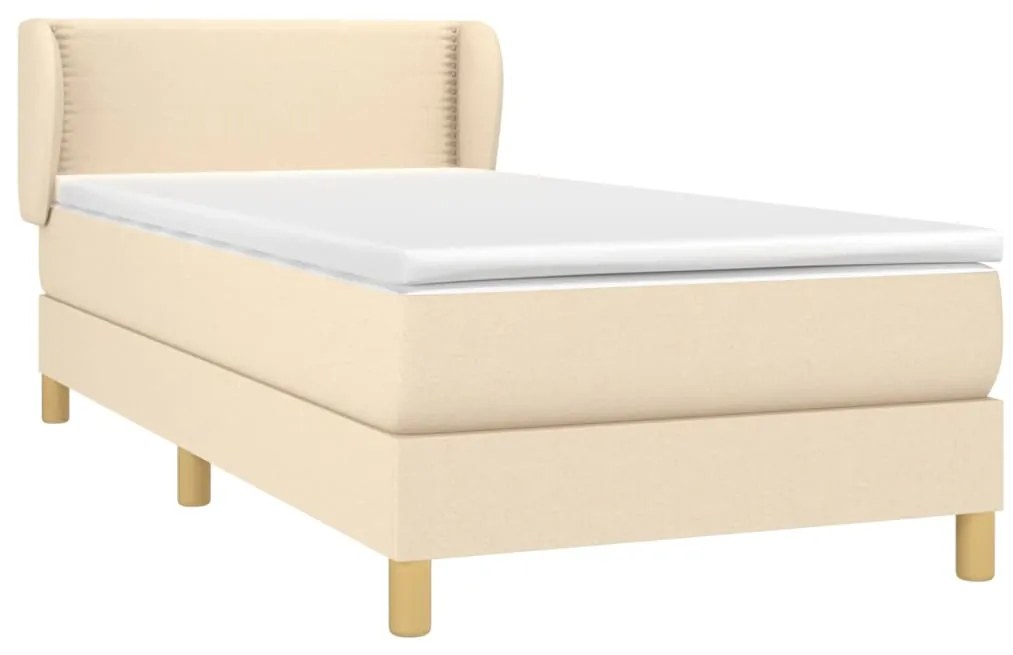 vidaXL Κρεβάτι Boxspring με Στρώμα Κρεμ 80 x 200 εκ. Υφασμάτινο