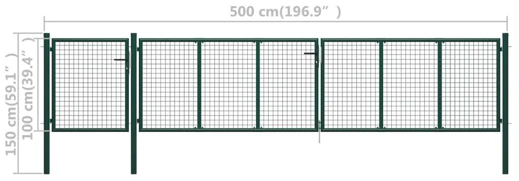 vidaXL Πόρτα Περίφραξης Κήπου Πράσινη 500 x 100 εκ. Ατσάλινη