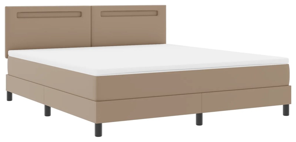 vidaXL Κρεβάτι με Στρώμα Box Spring σε Καπουτσίνο, Σούπερ Κινγκ μέγεθος, από Συνθετικό Δέρμα