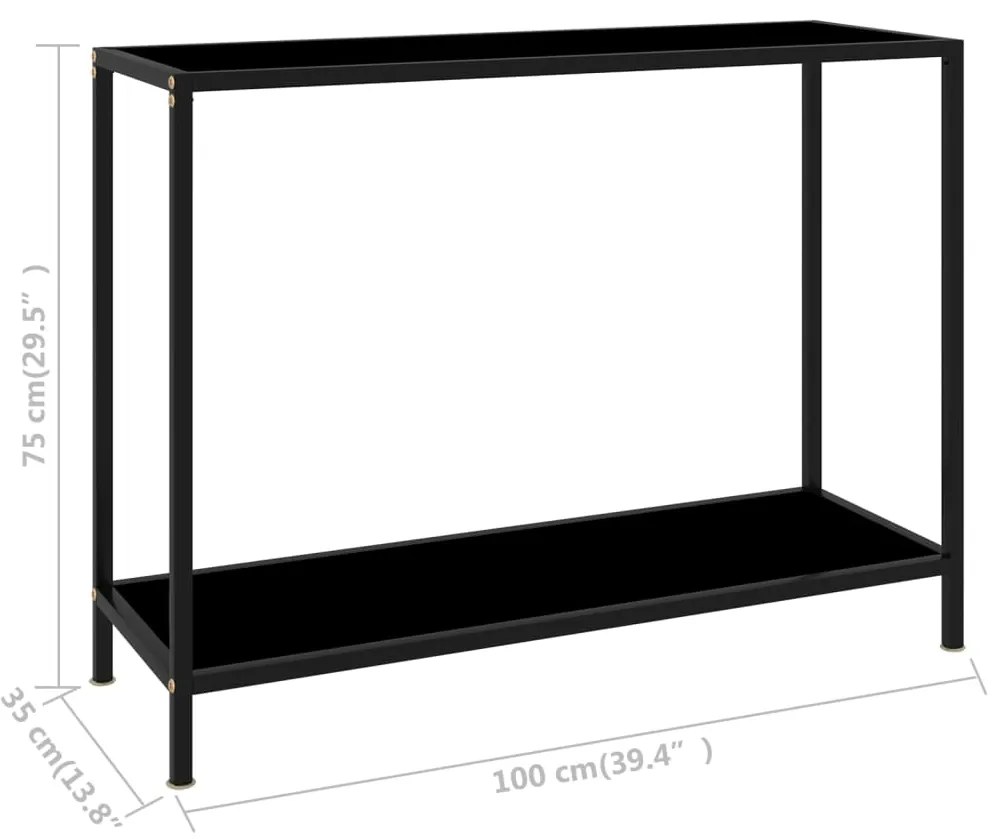 vidaXL Τραπέζι Κονσόλα Μαύρο 100 x 35 x 75 εκ. από Ψημένο Γυαλί