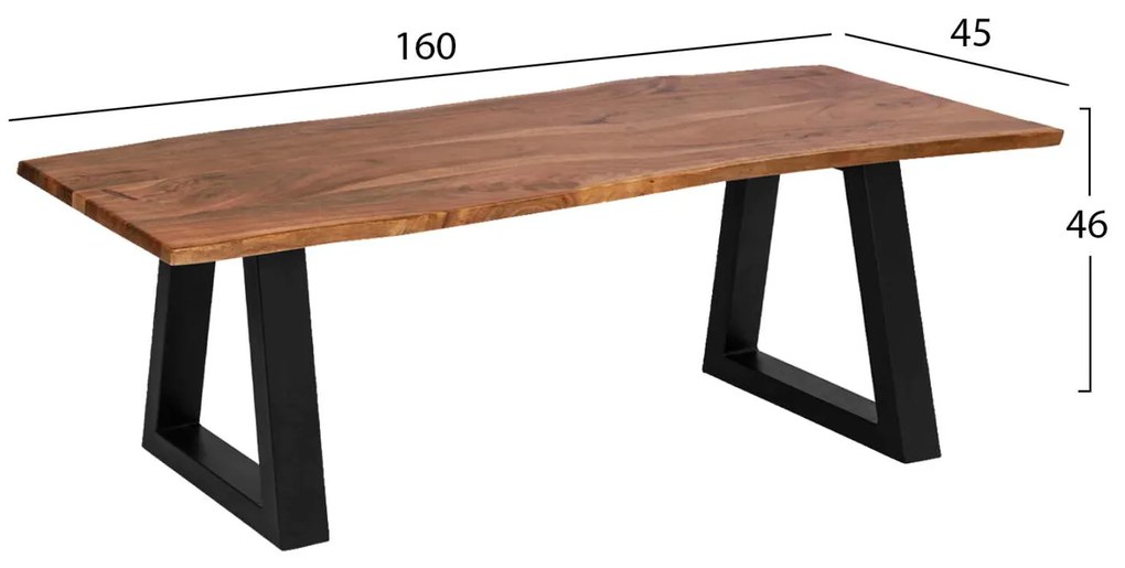 ΠΑΓΚΑΚΙ MONTANA SLIM HM8168.11 ΑΠΟ ΜΑΣΙΦ ΞΥΛΟ ΑΚΑΚΙΑΣ 160Χ45Χ46Υ εκ.