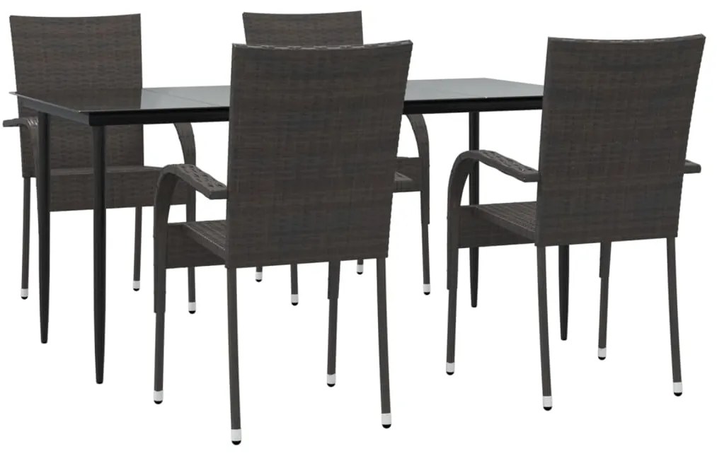 vidaXL Σετ Τραπεζαρίας Κήπου 5 Τεμαχίων Καφέ από Συνθετικό Ρατάν