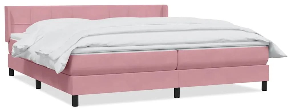 vidaXL Κρεβάτι Boxspring με Στρώμα Ροζ 200x210 εκ. Βελούδινο