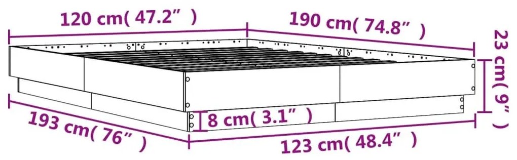 Πλαίσιο Κρεβατιού Καπνιστή Δρυς 120x190 εκ. Επεξεργασμένο Ξύλο - Καφέ