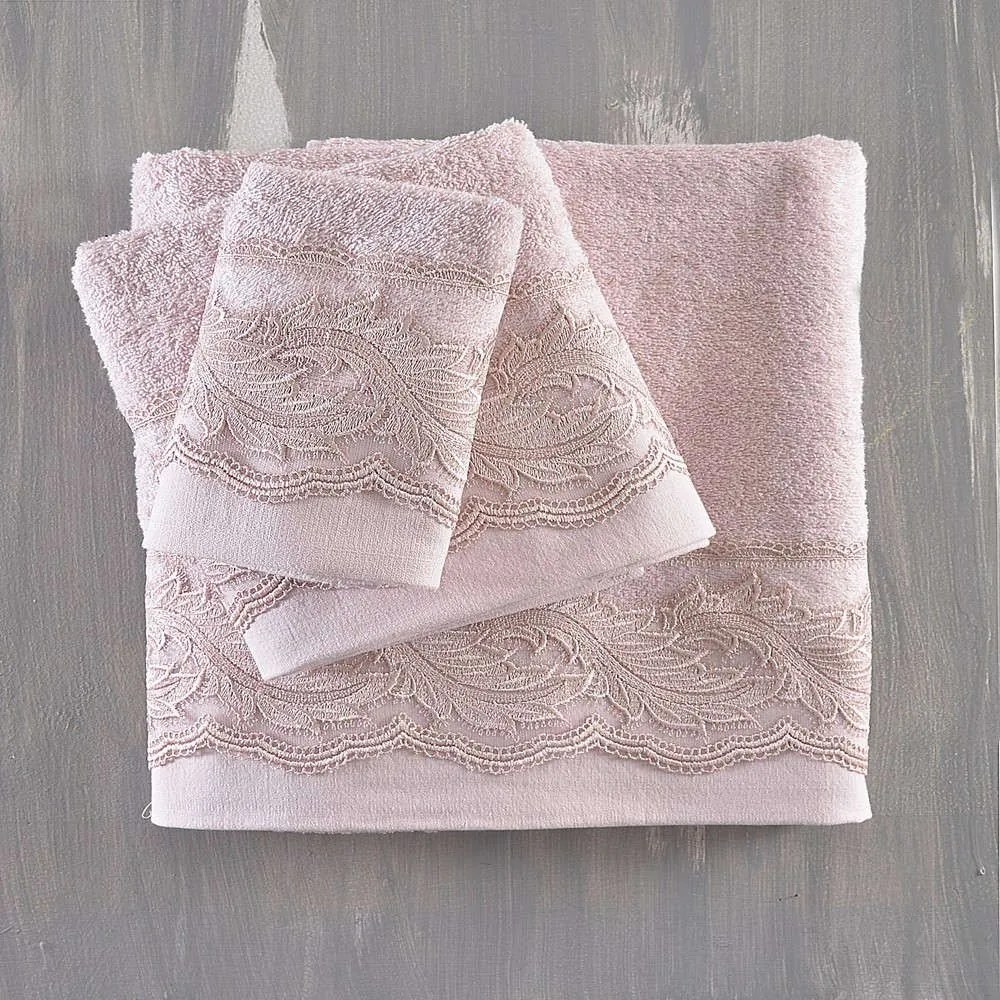Πετσέτες Σετ 3τμχ Anika Pink Ρυθμός Σετ Πετσέτες 80x150cm 100% Cotton