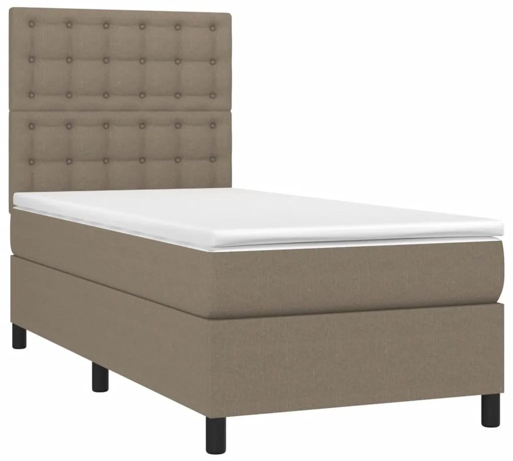 Κρεβάτι Boxspring με Στρώμα &amp; LED Taupe 80x200 εκ. Υφασμάτινο - Μπεζ-Γκρι