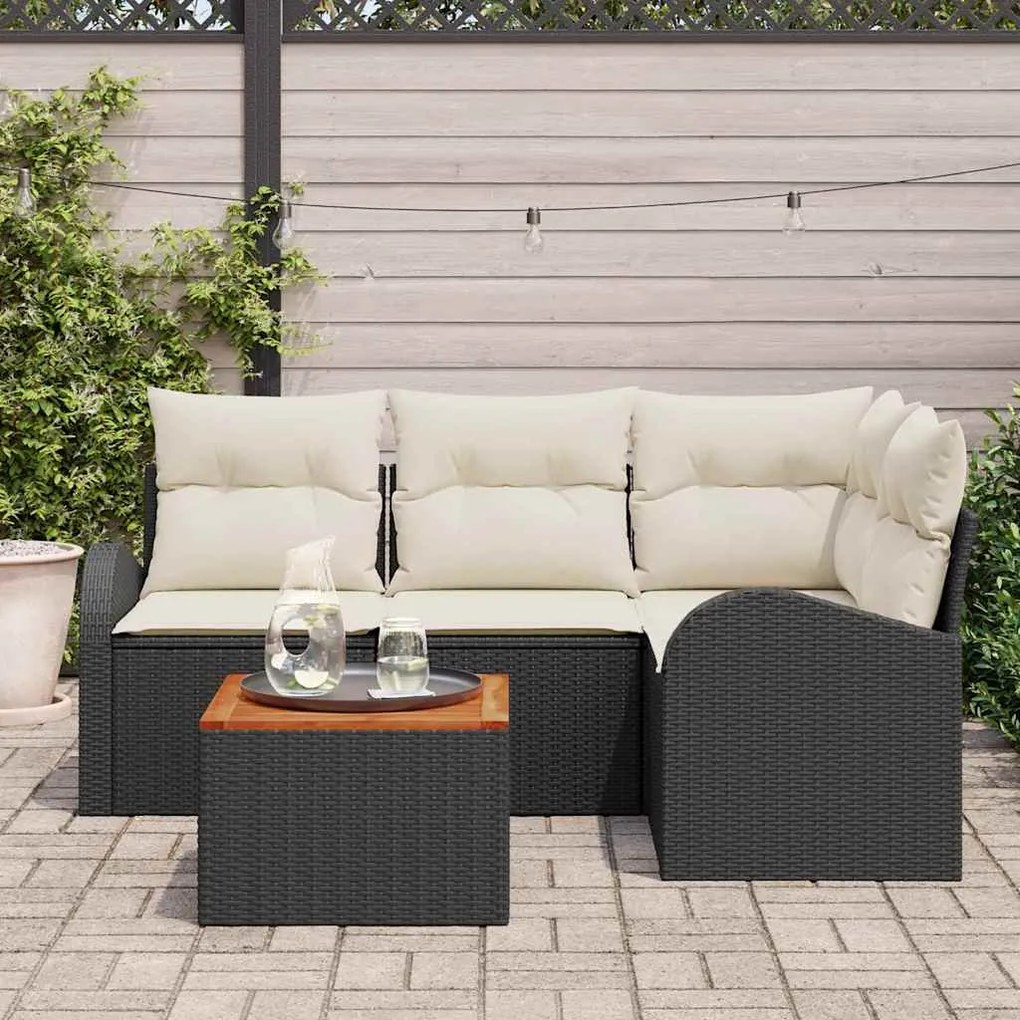 vidaXL Σετ Καναπέ Κήπου 5 pcs Μαύρος, λευκός
