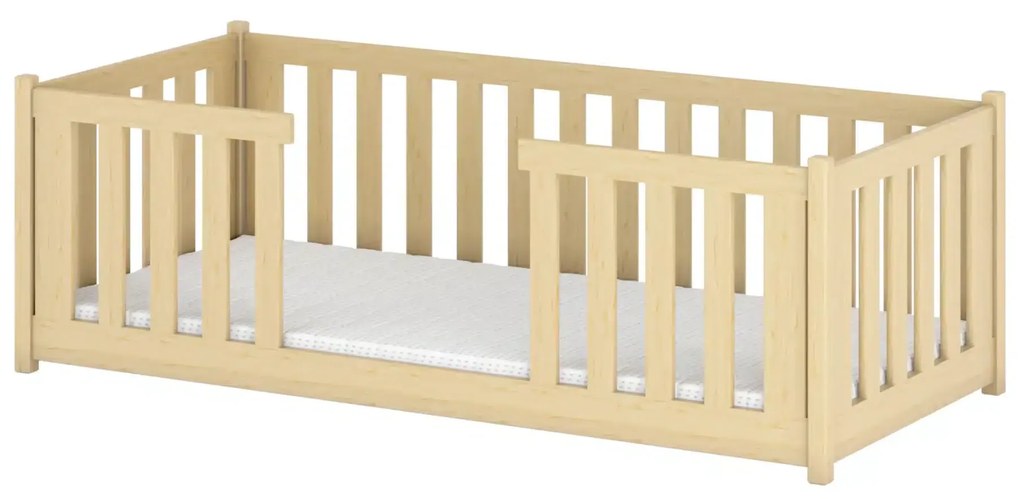 Kρεβάτι Montessori Fero με κάγκελα 47,5cm από μασίφ ξύλο Natural  90×200cm (Δώρο 10% Έκπτωση στο Στρώμα)