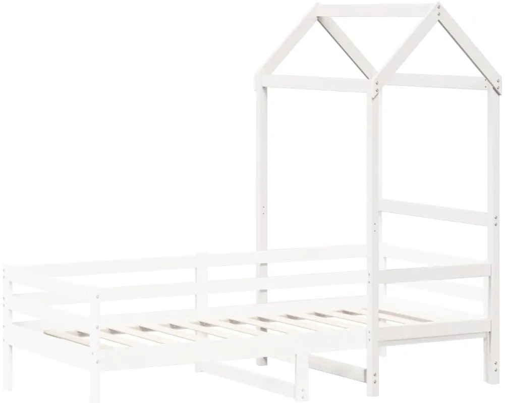 vidaXL Οροφή Κρεβατιού Παιδική Λευκό 118x70x176,5εκ. Μασίφ Ξύλο Πεύκου