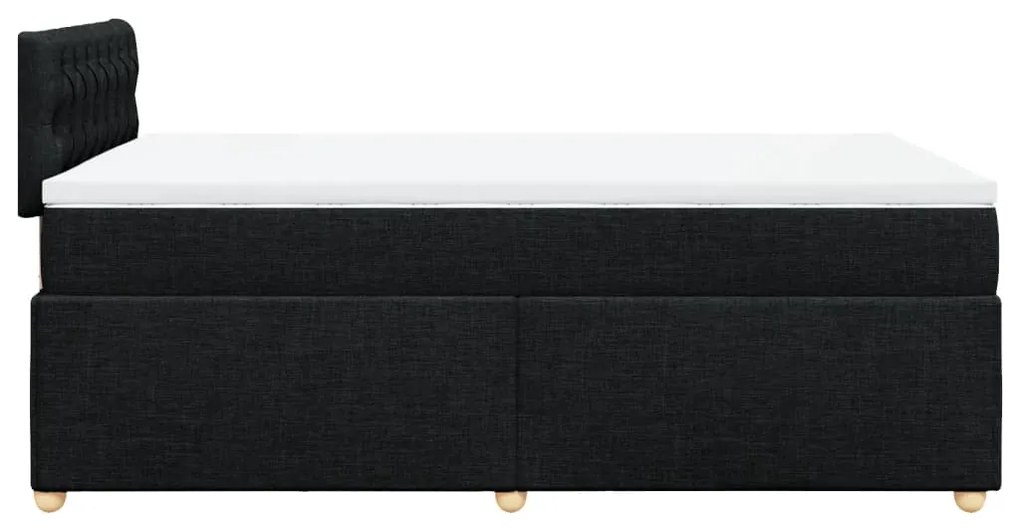 Κρεβάτι Boxspring με Στρώμα Μαύρο 120x200 εκ. Υφασμάτινο - Μαύρο