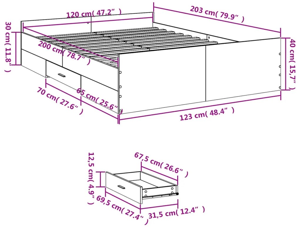 ΠΛΑΙΣΙΟ ΚΡΕΒΑΤΙΟΥ ΜΕ ΣΥΡΤΑΡΙΑ ΛΕΥΚΟ 120X200 ΕΚ ΕΠΕΞΕΡΓ. ΞΥΛΟ 3280300