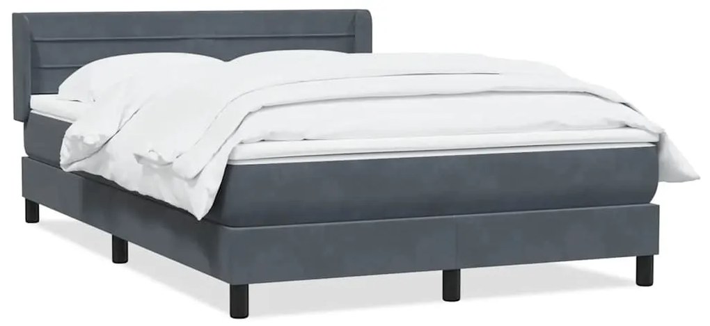 vidaXL Κρεβάτι Boxspring με Στρώμα Σκούρο Γκρι 140x210 εκ. Βελούδινο