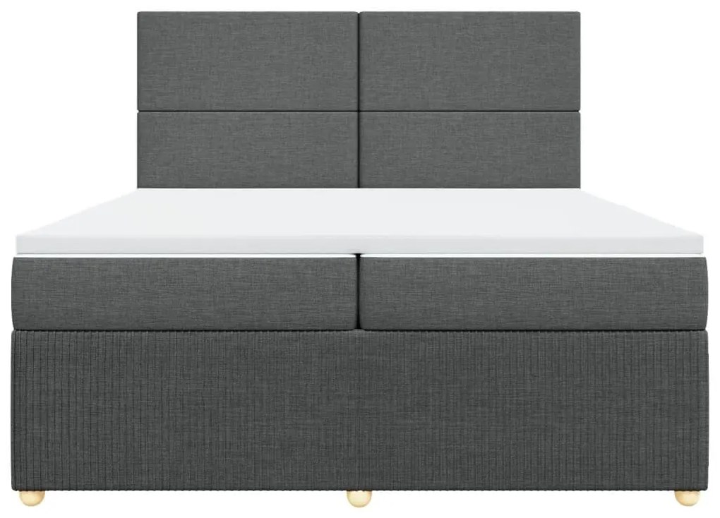 Κρεβάτι Boxspring με Στρώμα Σκούρο Γκρι 200x200 εκ. Υφασμάτινο - Γκρι