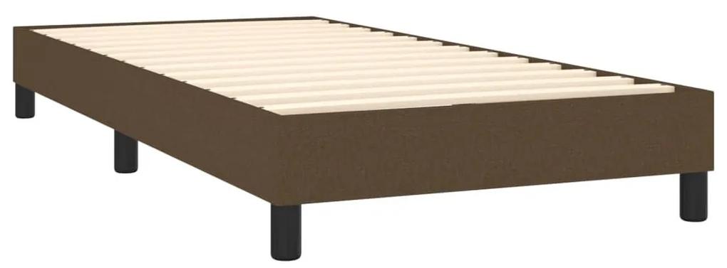 Κρεβάτι Boxspring με Στρώμα Σκούρο Καφέ 90x190 εκ. Υφασμάτινο - Καφέ