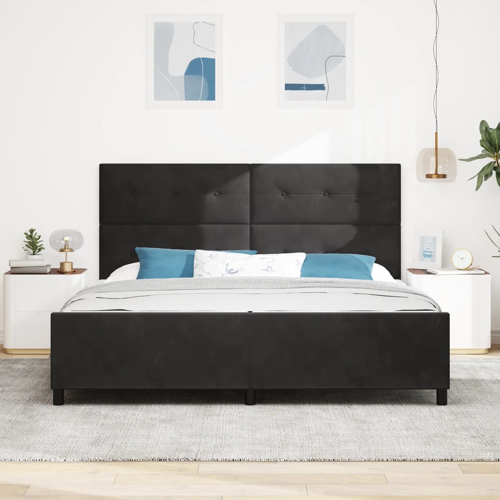 vidaXL Κρεβάτι Μαύρο 200x200 εκ Βελούδο