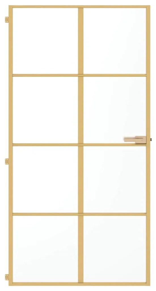 vidaXL Εσωτερική Πόρτα Χρυσή 102,5x201,5 εκ. Ψημένο Γυαλί &amp; Αλουμίνιο