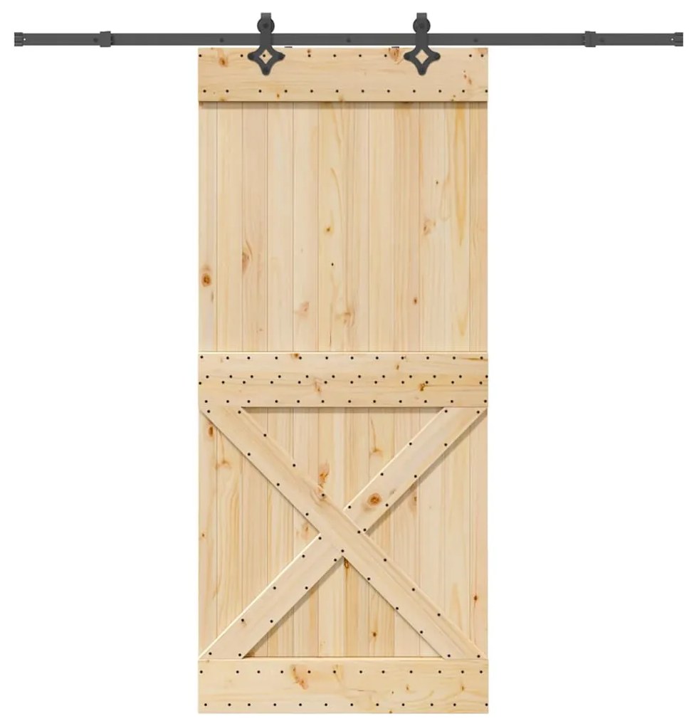 vidaXL Συρόμενη Μεσόπορτα με Μηχανισμό 100 x 210 εκ. Μασίφ Ξύλο Πεύκου