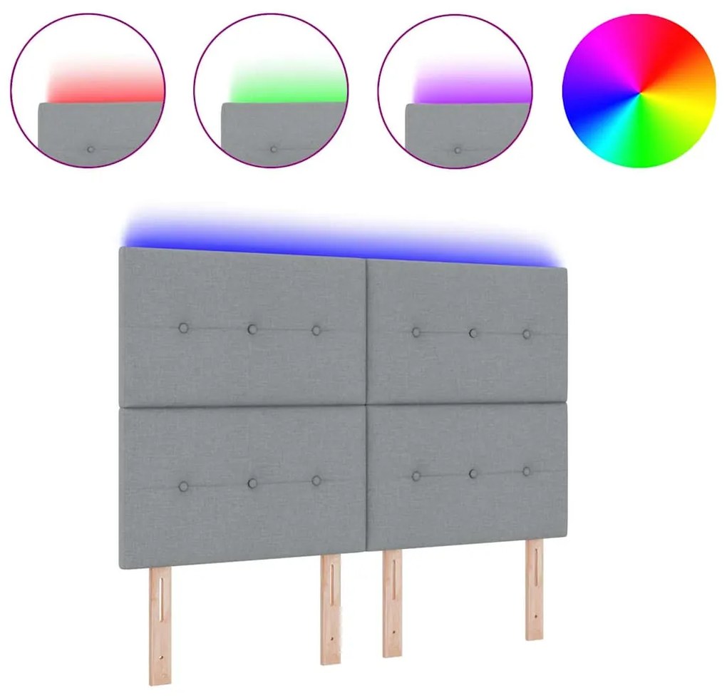 vidaXL LED Κεφαλάρι με φώτα λωρίδας LED Ανοιχτό γκρι 160 cm ύφασμα