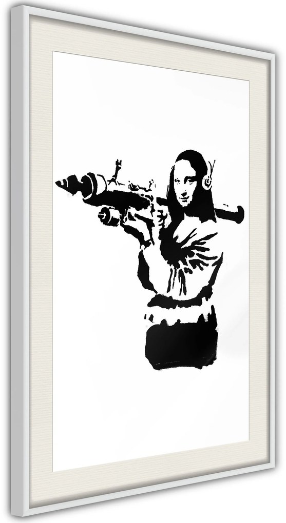 Αφίσα - Banksy: Mona Lisa with Bazooka II - 20x30 - Χρυσό - Με πασπαρτού