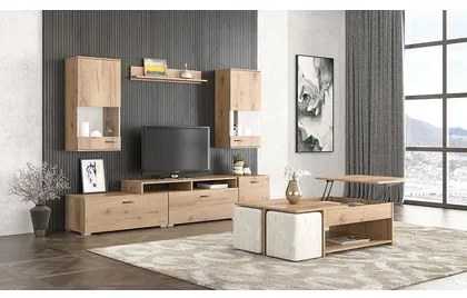 Savvidis Furniture  Σύνθετο Σαλονιού Μοριοσανίδα N27 Μελί 225x45x130cm BEST-890131