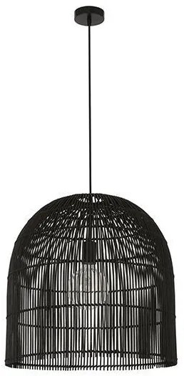 Φωτιστικό Κρεμαστό Ø50xH200cm 1xE27 Rattan Ψάθα Μαύρο Eurolamp 144-33015