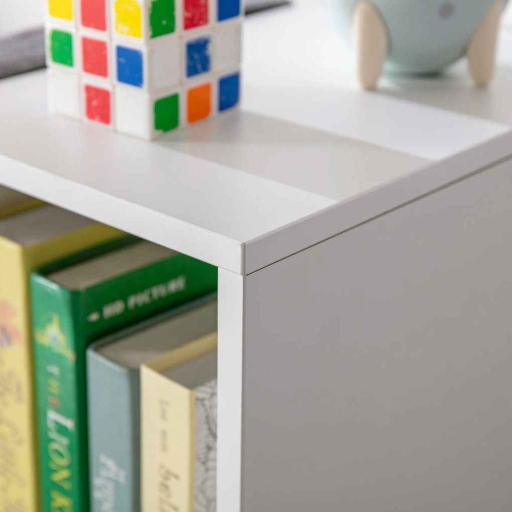 HOMCOM 2-σε-1 παιδικό ράφι + πάγκος καθίσματος με μαξιλάρι 103 cm × 30 cm × 62 cm Λευκό + Γκρι