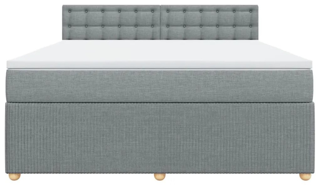 Κρεβάτι Boxspring με Στρώμα Ανοιχτό Γκρι 180x200 εκ. Υφασμάτινο - Γκρι