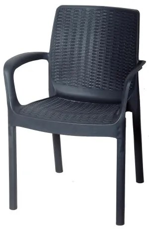 Πολυθρόνα κήπου Armonia PP Rattan Ανθρακί 55x57x82 εκ.