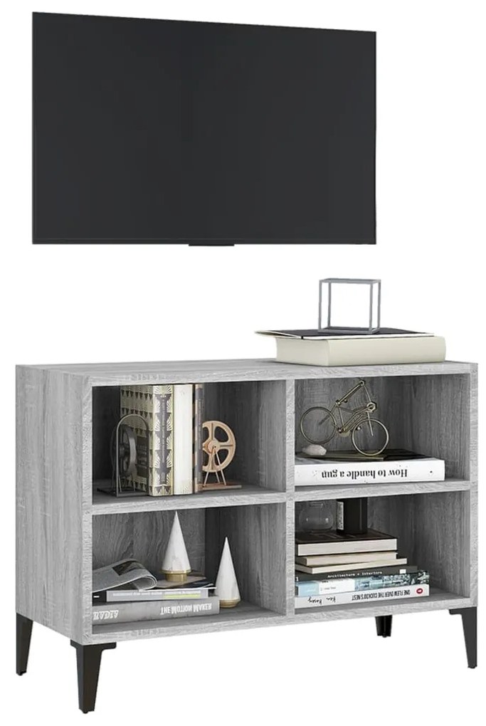 vidaXL Έπιπλο Τηλεόρασης Γκρι Sonoma 69,5x30x50 εκ. με Μεταλλικά Πόδια