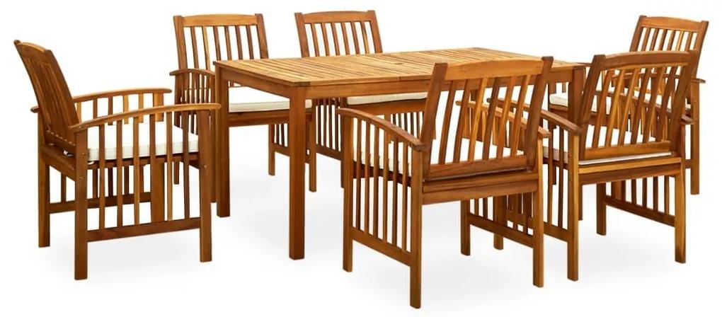 3058087  7 PIECE GARDEN DINING SET WITH CUSHIONS SOLID ACACIA WOOD (45962+2X312129) 3058087