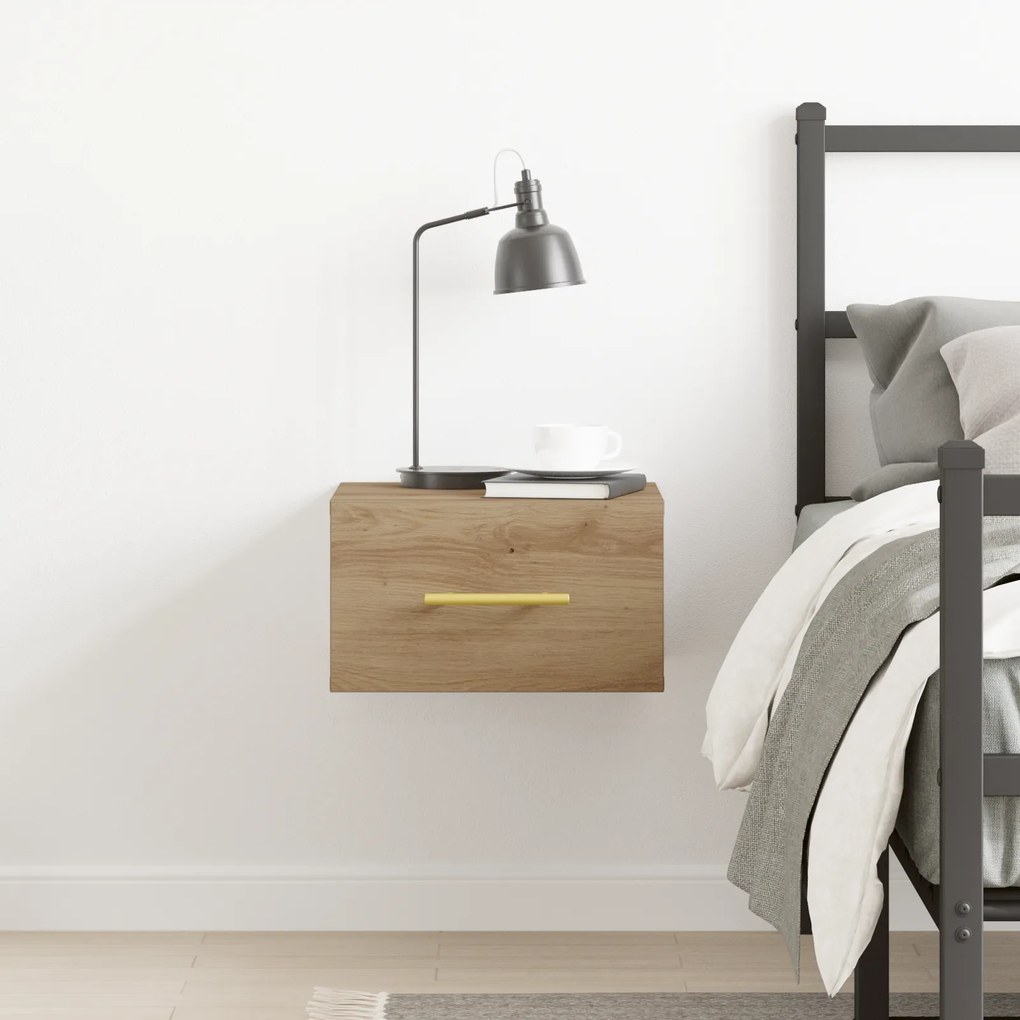 vidaXL Κομοδίνο Τοίχου Από Ξύλο Δρυός 35x35x20 εκ.
