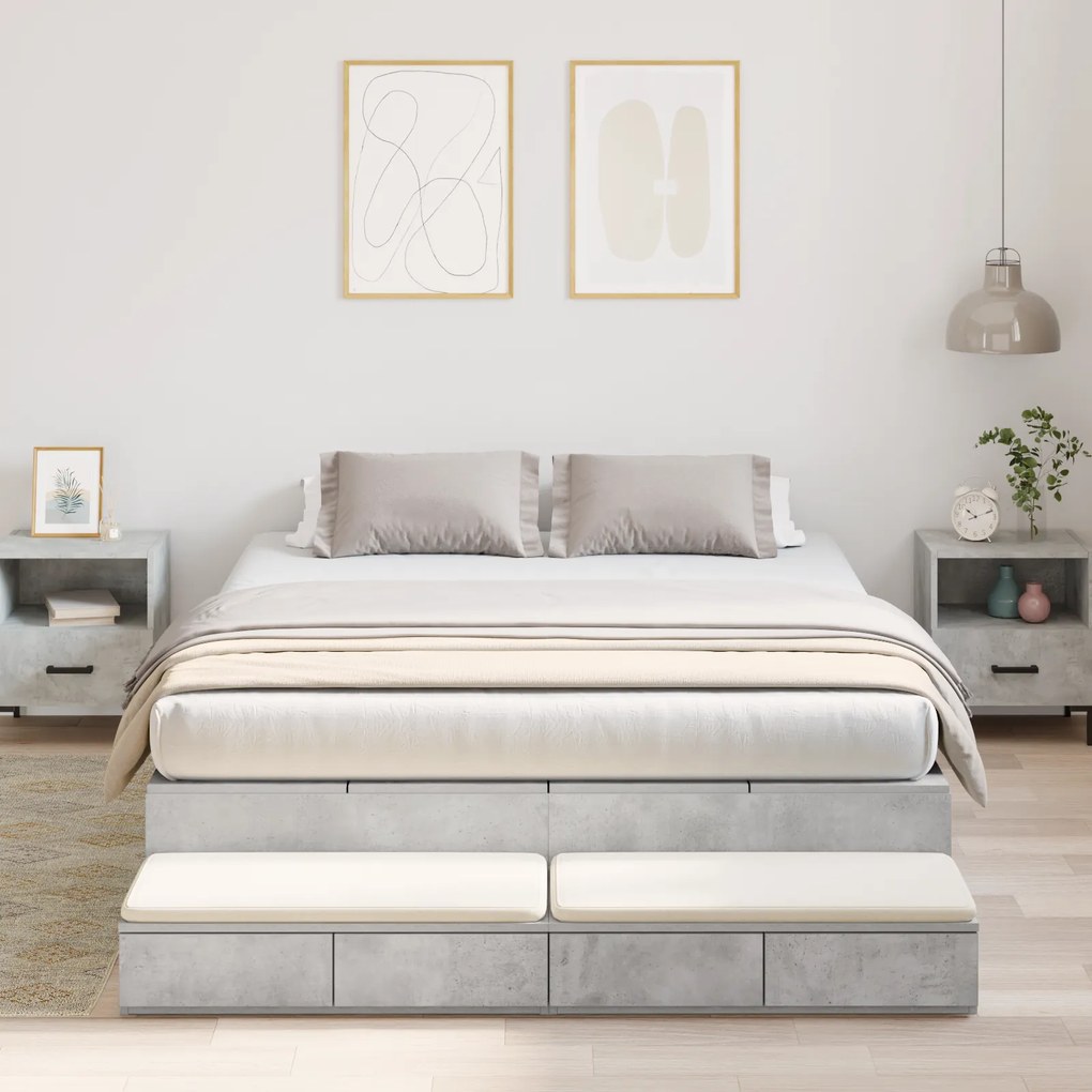 vidaXL Κρεβάτι Αποθήκευσης Γκρι Σκυρόδεμα 150x200 εκ.
