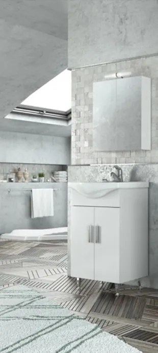 DROP Σετ επιδαπέδιου επίπλου μπάνιου, Luna 55, Λευκό, Drop DROP986585