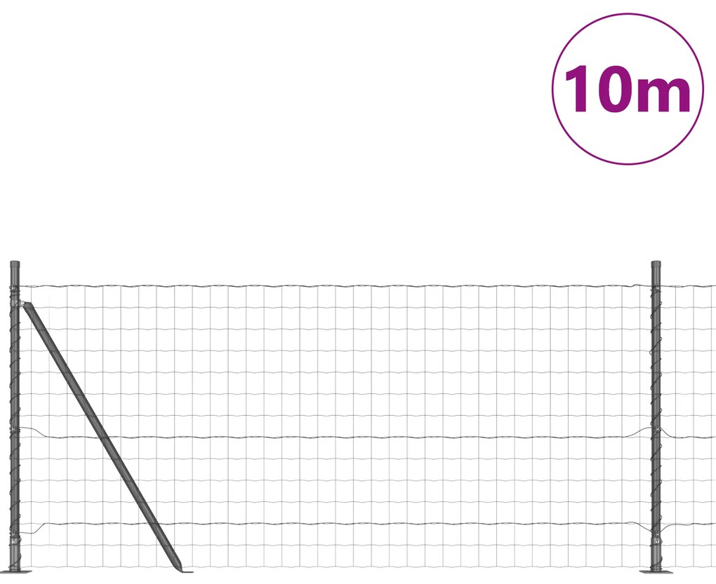 vidaXL Euro Fence με 7 Φλάντζες 1x10 μ Γαλβανισμένος Χάλυβας
