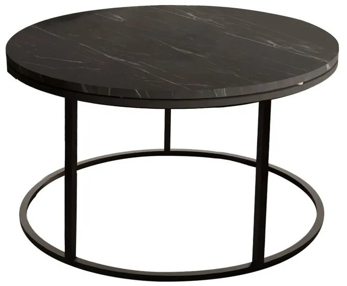 Τραπέζι σαλονιού Drion μαύρο μαρμάρου μελαμίνης-μαύρο μέταλλο Φ60x40εκ 60x60x40 εκ.