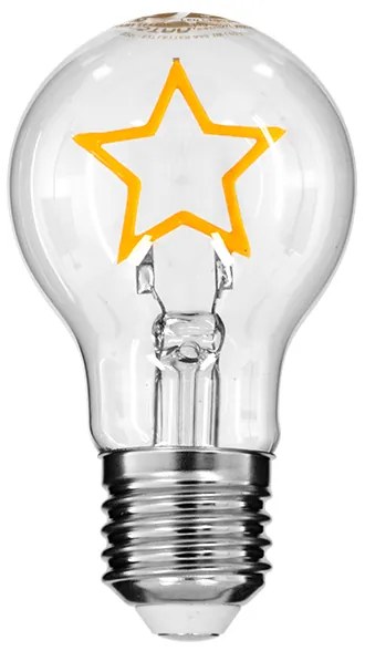 GloboStar® 99251 Λάμπα E27 A60 Deco Soft Letter Star LED FILAMENT 3W 240 lm 320° AC 85-265V Edison Retro με Διάφανο Γυαλί Ultra Θερμό Λευκό 2200 K Dimmable