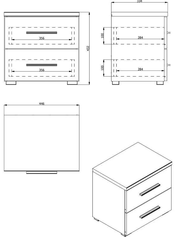 Κομοδίνο Dado NO2F Γκρί Δρύς 44,5x33,5x43 εκ. 44.5x33.5x43 εκ.