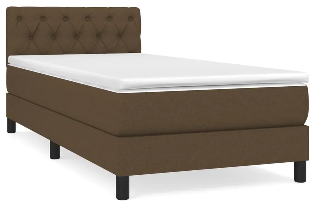 vidaXL Κρεβάτι Boxspring με Στρώμα Σκούρο Καφέ 80x200 εκ. Υφασμάτινο