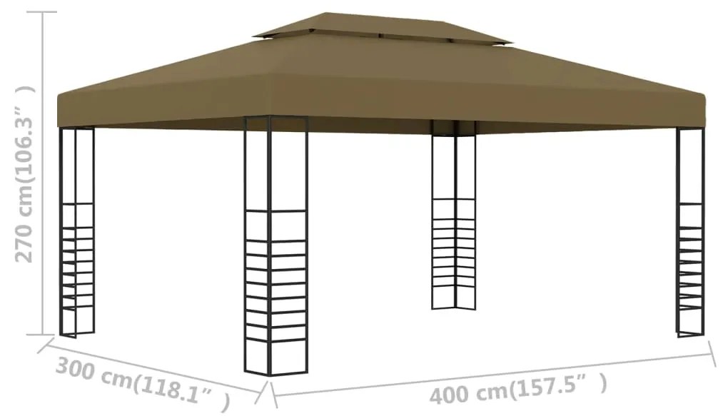 vidaXL Κιόσκι Taupe 3 x 4 μ. 180 γρ/μ²