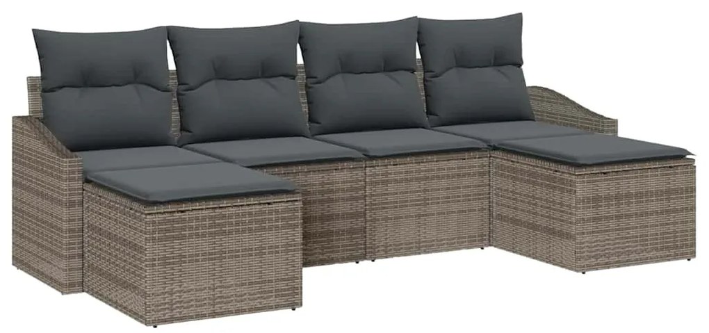 vidaXL Σετ Καναπέ Κήπου 6 pcs Γκρι Πολυ ράταν