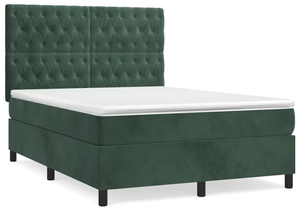 ΚΡΕΒΑΤΙ BOXSPRING ΜΕ ΣΤΡΩΜΑ ΣΚΟΥΡΟ ΠΡΑΣΙΝΟ 140X200ΕΚ. ΒΕΛΟΥΔΙΝΟ 3143208