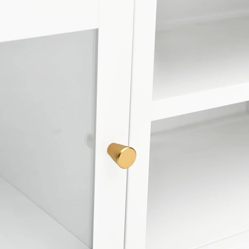vidaXL Έπιπλο Τηλεόρασης Λευκό 90 x 30 x 44 εκ. από Ατσάλι και Γυαλί