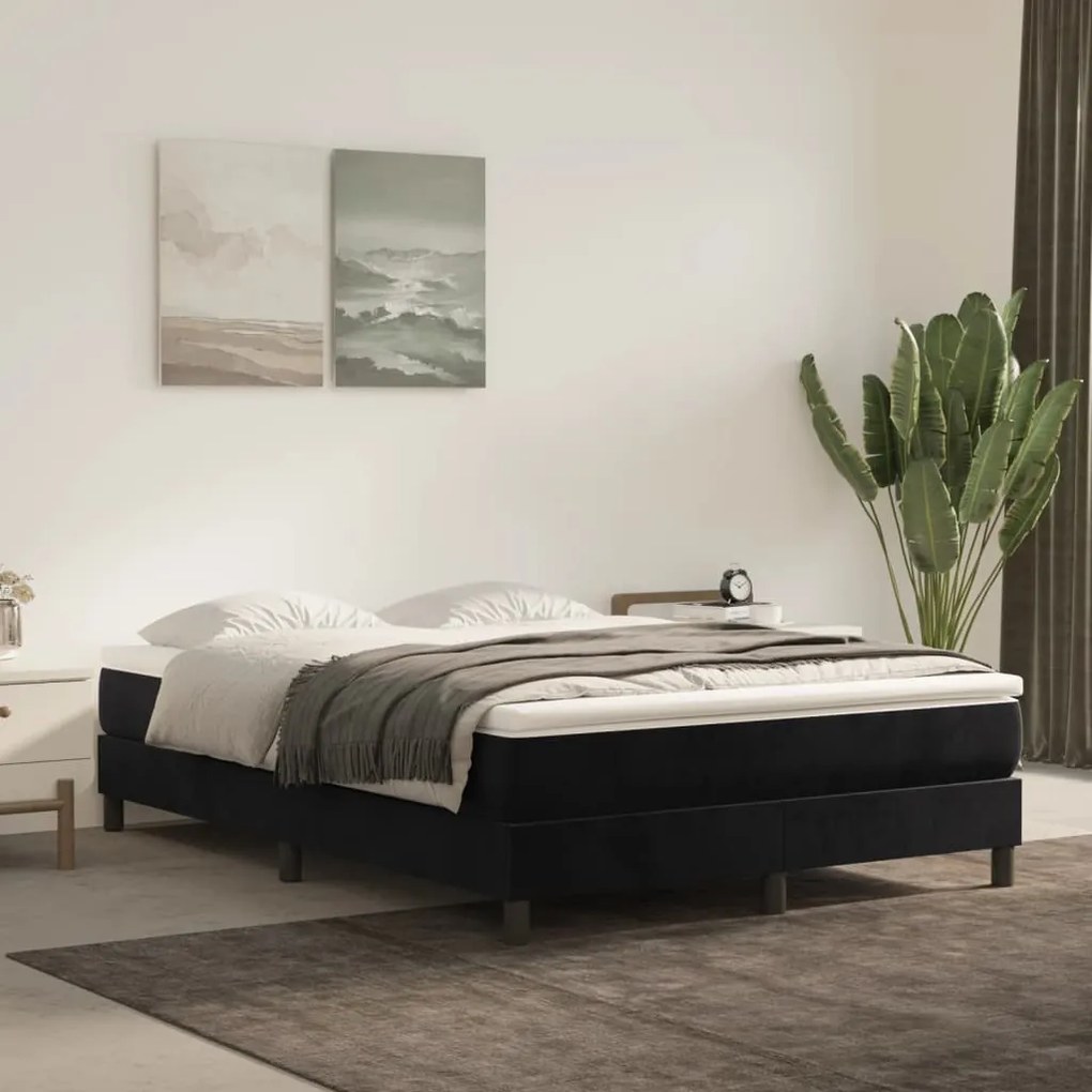 vidaXL Πλαίσιο Κρεβατιού Boxspring Μαύρο 140x190 εκ. Βελούδινο