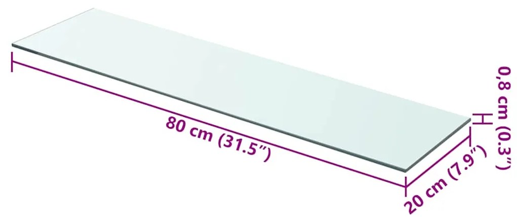 vidaXL Ράφια Πάνελ 2 τεμ. Διάφανα 80 x 20 εκ. Γυάλινα