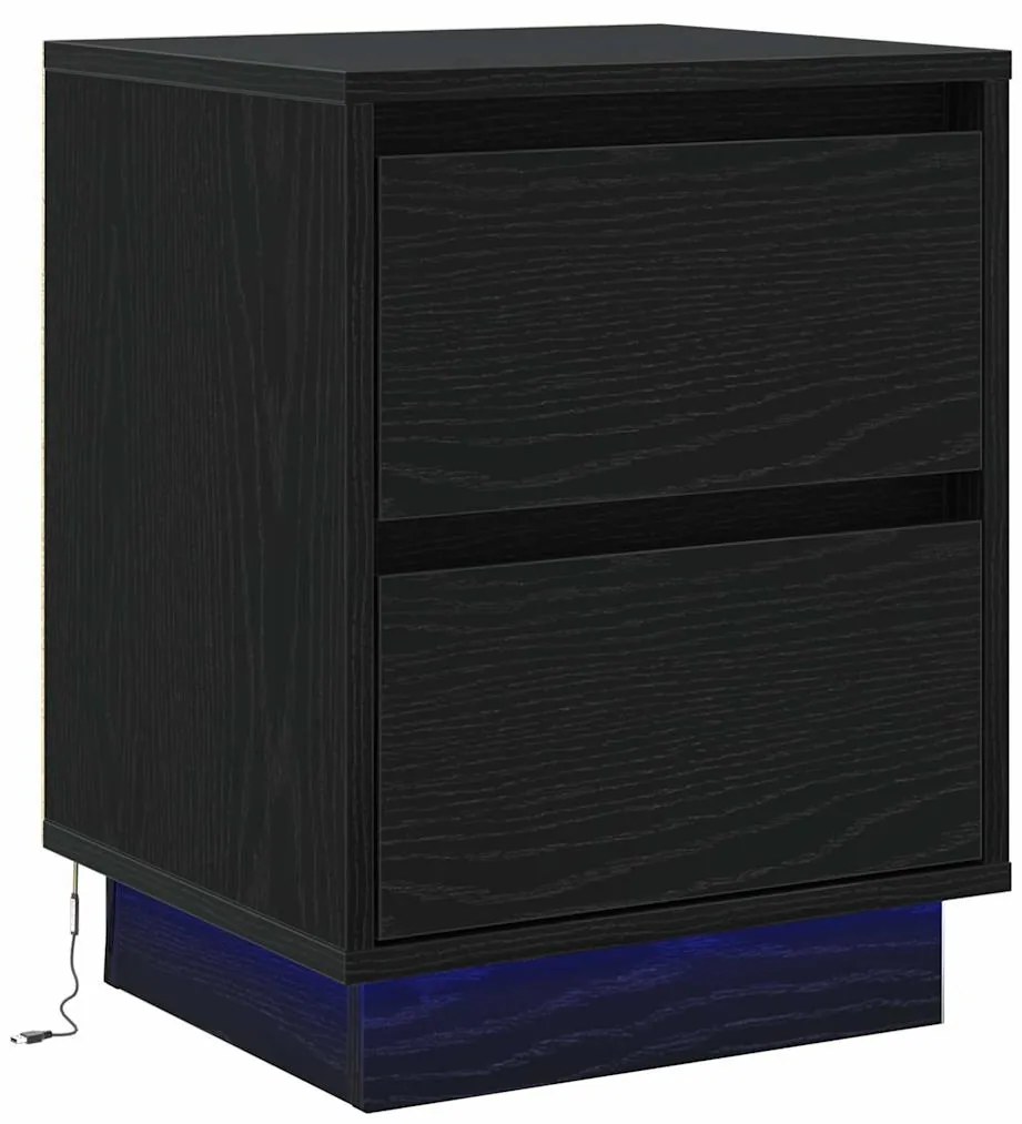 vidaXL Κομοδίνο με συρτάρι Μαύρο 39 x 34.5 x 50 εκ. Επεξεργασμένο ξύλο