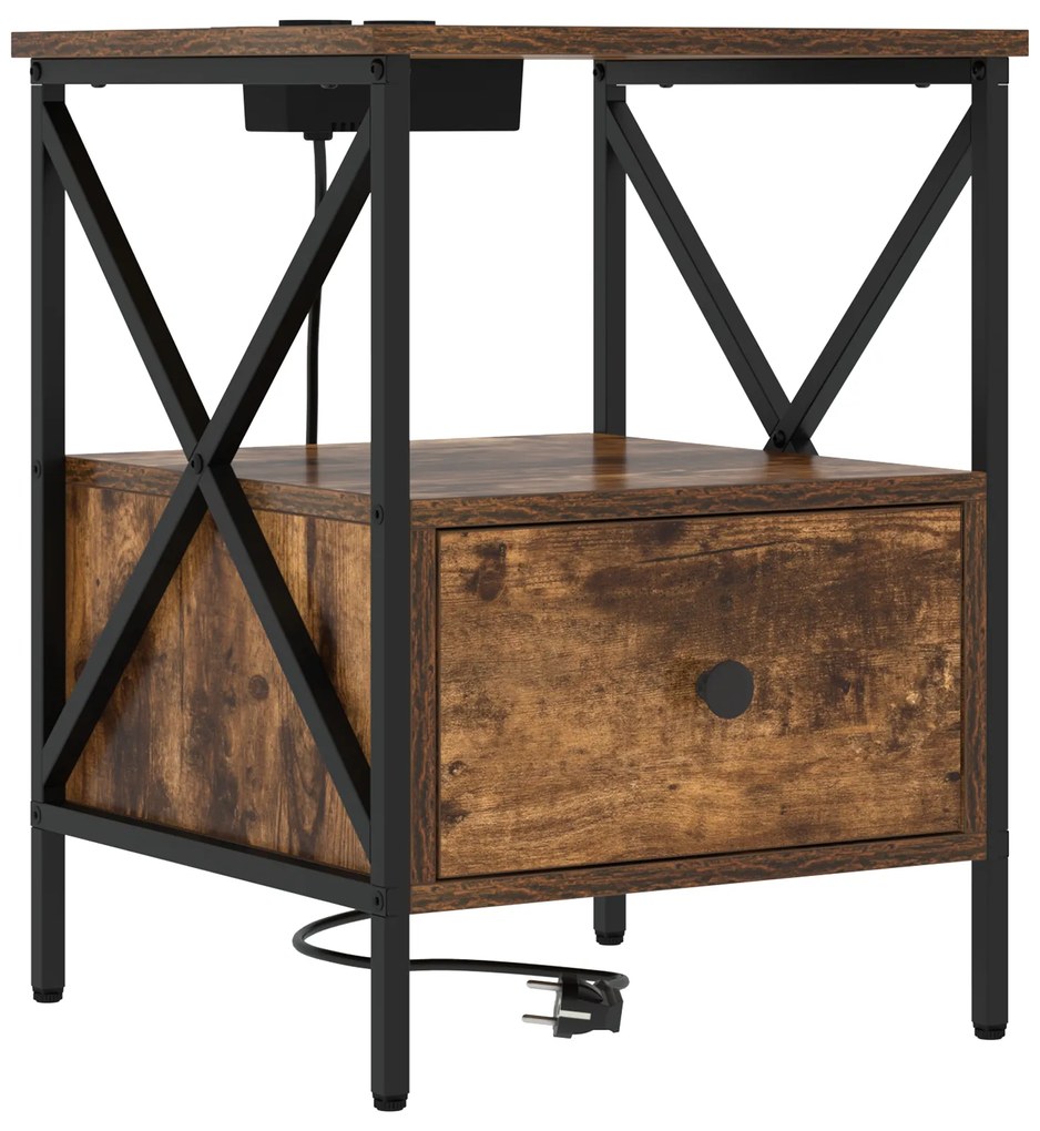 vidaXL Κομοδίνο Καπνιστή δρυς 41.5 x 40.5 x 55 εκ. Επεξεργασμένο ξύλο