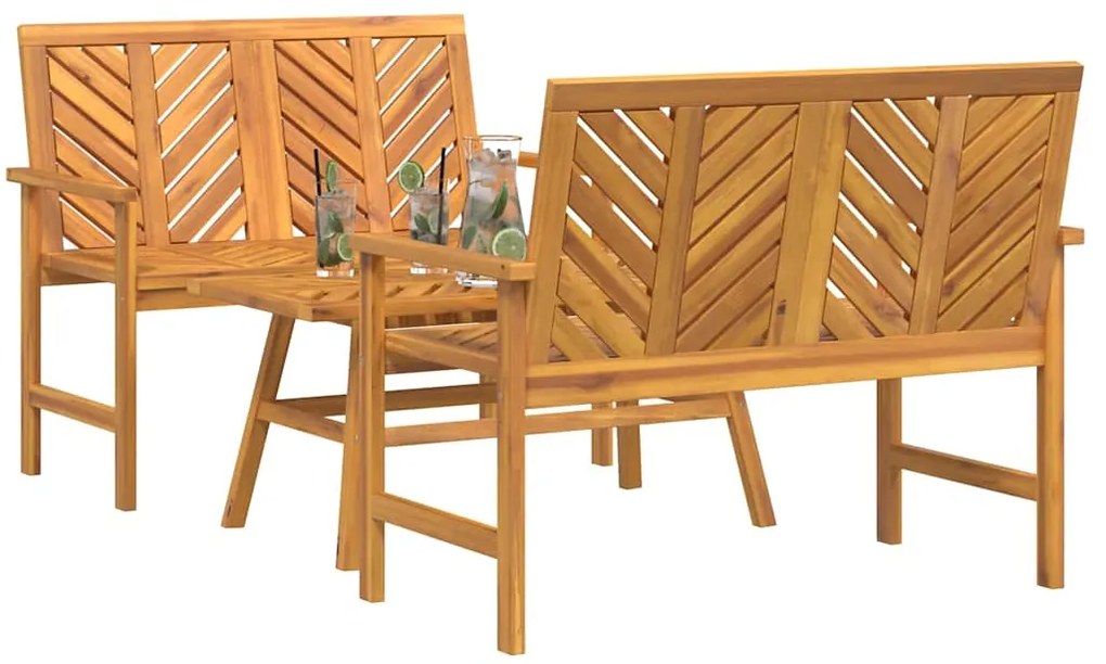 vidaXL Σετ Ξαπλώστρας Κήπου 2 pcs Καφέ Μασίφ ξύλο ακακίας