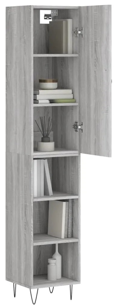 vidaXL Μπουφές Sonoma Γκρι 34,5 x 34 x 180 εκ. από Επεξεργασμένο Ξύλο