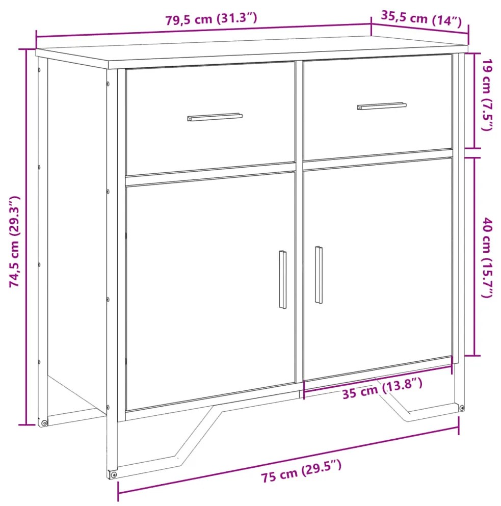 ΜΠΟΥΦΕΣ ΓΚΡΙ SONOMA 79,5X35,5X74,5 ΕΚ. ΑΠΟ ΕΠΕΞΕΡΓΑΣΜΕΝΟ ΞΥΛΟ 848547