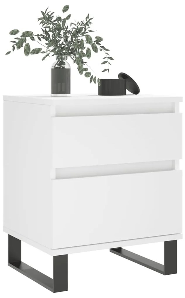 vidaXL Κομοδίνα Λευκά 2 τεμ. 40 x 35 x 50 εκ. από Επεξεργασμένο Ξύλο